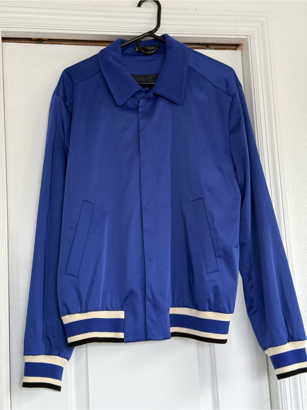 Zara Royal Blue Lightweight Jacket with Contrast Stripe Trim